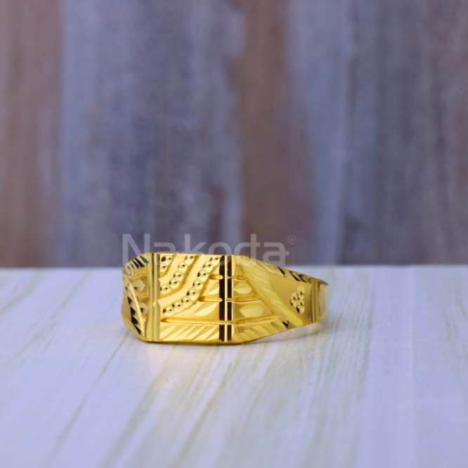 916 Gold Mens Designer Plain Ring MPR269