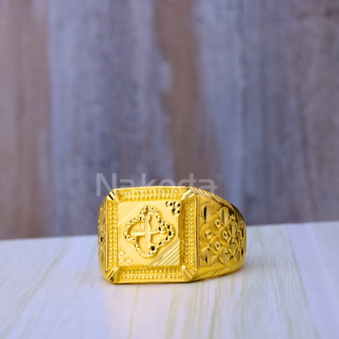 22KT Gold CZ Hallmark Stylish Mens Plain Ring MPR267