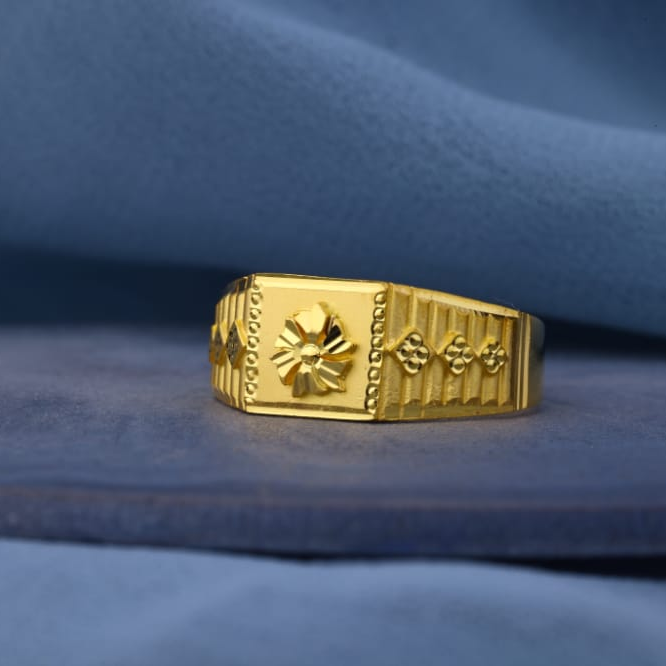 916 Gold Hallmark Designer Mens Plain Ring MPR233
