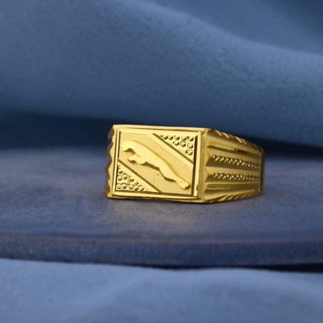 916 Gold Mens Stylish Plain Ring MPR229