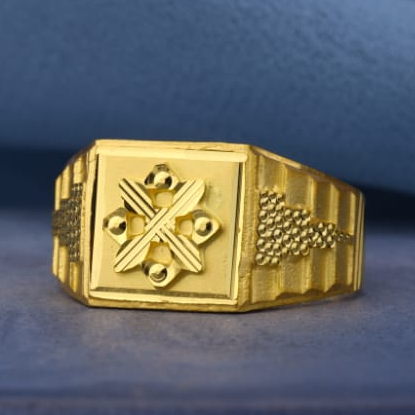 916 Gold Mens Gorgeous Plain Ring MPR228 - Image 2