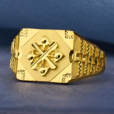 916 Gold Mens Fancy Plain Ring MPR227 - Image 2