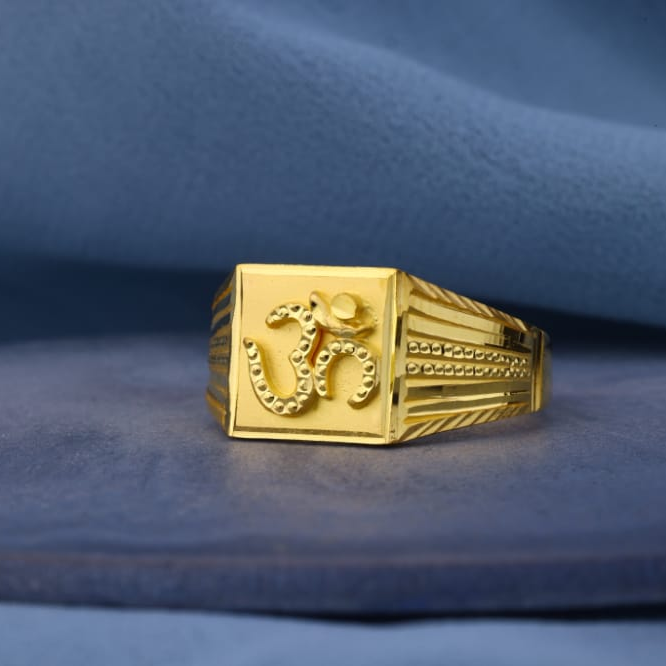 916 Gold Mens Delicate Plain Ring MPR225