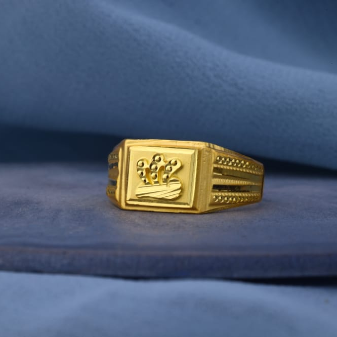 916 Gold Mens Designer Plain Ring MPR224