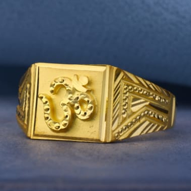 916 Gold Mens Classic Plain Ring MPR223 - Image 2
