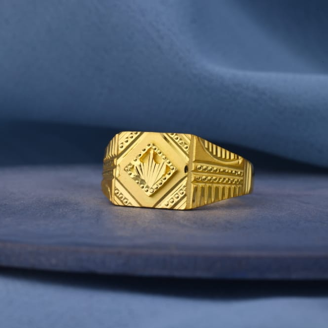 22KT Gold CZ Hallmark Delicate Mens Plain Ring MPR217