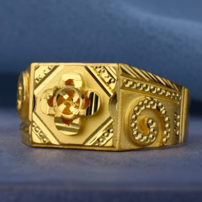 22KT Gold CZ Hallmark Mens Plain Ring MPR214 - Image 2