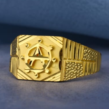 22KT Gold CZ Mens Fancy Plain Ring MPR211 - Image 2