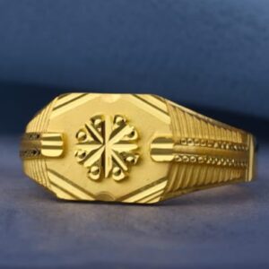 22KT Gold CZ Mens Delicate Plain Ring MPR209