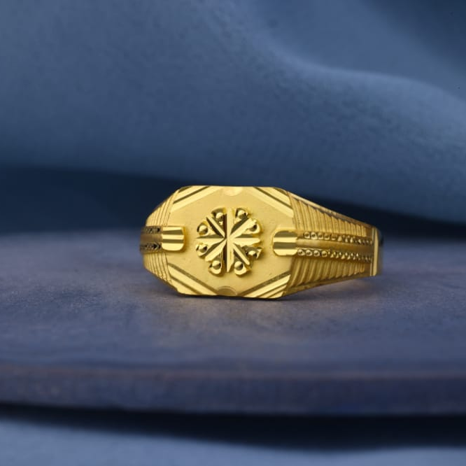 22KT Gold CZ Mens Delicate Plain Ring MPR209