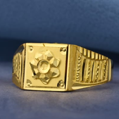 22KT Gold CZ Mens Designer Plain Ring MPR208 - Image 2