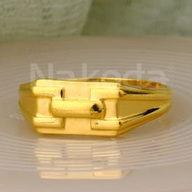 916 Gold CZ Mens Fancy Plain Ring MPR181 - Image 2
