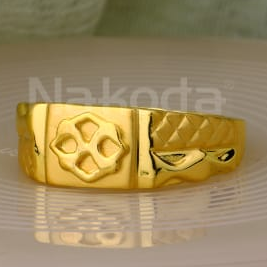 916 Gold CZ Mens Classic Plain Ring MPR178 - Image 2