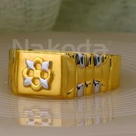 916 Gold CZ Mens Plain Ring MPR177 - Image 2