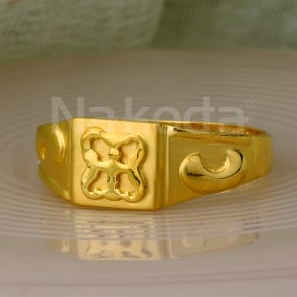 916 Gold Mens Stylish Plain Ring MPR167 - Image 2