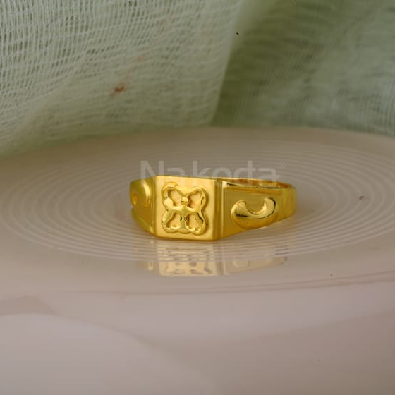 916 Gold Mens Stylish Plain Ring MPR167