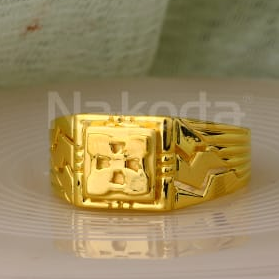 916 Gold Mens Gorgeous Plain Ring MPR165 - Image 2