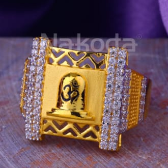 916 Gold CZ Mens Stylish Ring MR971 - Image 2