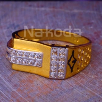 916 Gold CZ Mens Delicate Ring MR966 - Image 2