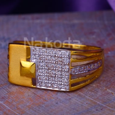 22KT Gold CZ Hallmark Delicate Mens Ring MR942 - Image 2