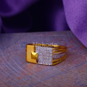 22KT Gold CZ Hallmark Delicate Mens Ring MR942