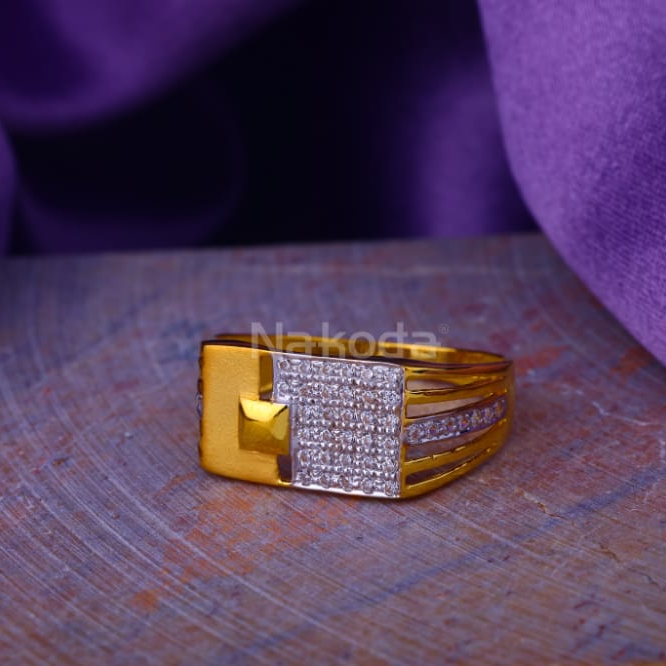 22KT Gold CZ Hallmark Delicate Mens Ring MR942