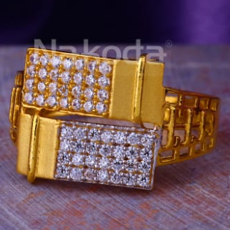 916 Gold CZ Mens Designer Ring MR906 - Image 2