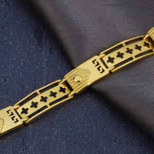 916 Gold CZ Mens Classic Plain Bracelet MPB302