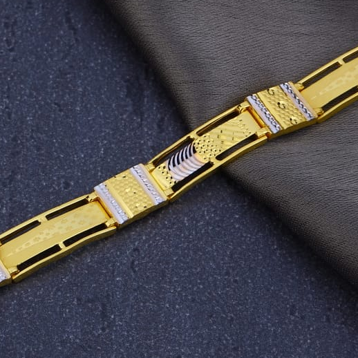 916 Gold CZ Mens Plain Bracelet MPB301 - Image 2