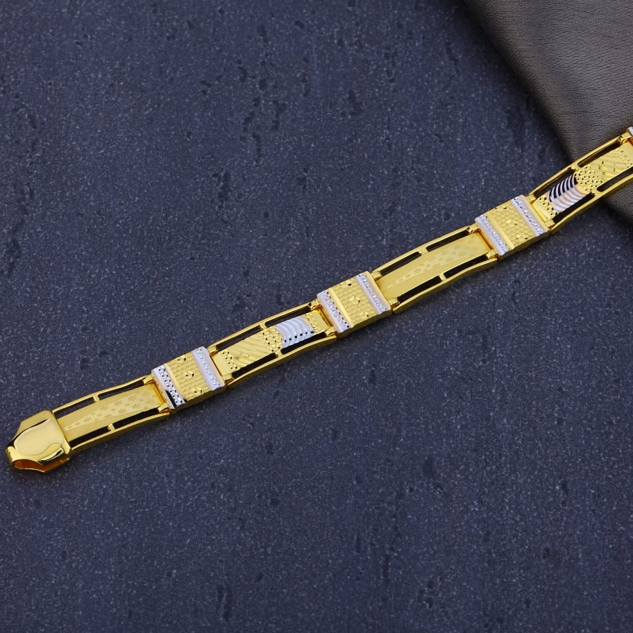 916 Gold CZ Mens Plain Bracelet MPB301