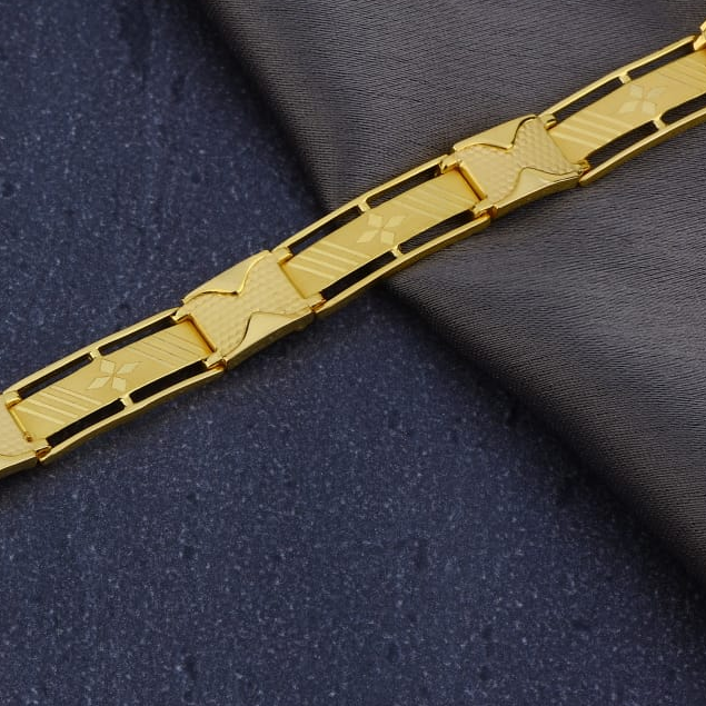 916 Gold Hallmark Mens Delicate Plain Bracelet MPB299 - Image 2