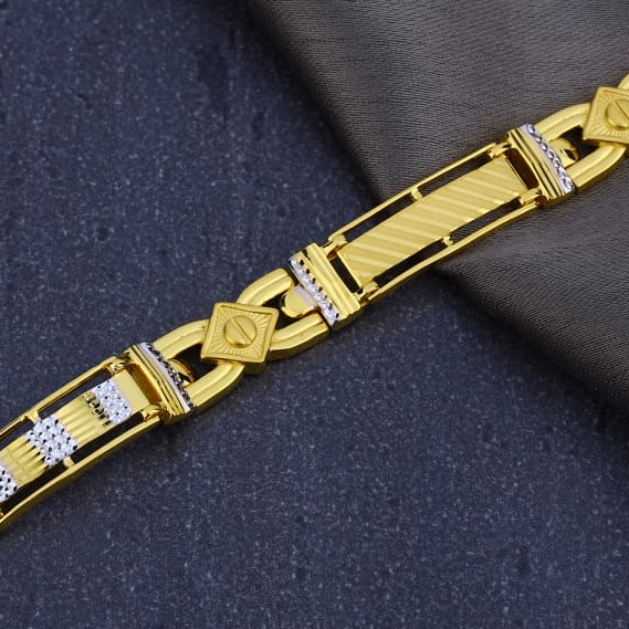916 Gold Mens Plain Stylish Bracelet MPB296 - Image 2