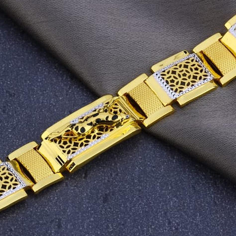 916 Gold Mens Plain Delicate Bracelet MPB292 - Image 2