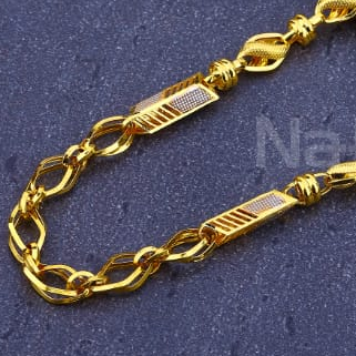 22KT Mens Gold Designer Chain MCH874 - Image 2