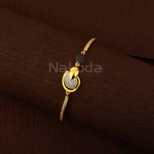 750 Gold CZ Hallmark Ladies Delicate Kada Bracelet LKB210