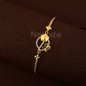 750 Gold CZ Hallmark Ladies Delicate Kada Bracelet LKB209