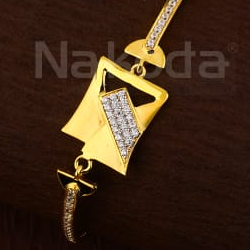 750 Gold CZ Hallmark Ladies Kada Bracelet LKB206 - Image 2