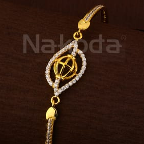 750 Gold CZ Ladies Fancy Kada Bracelet LKB204