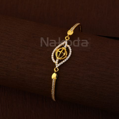 750 Gold CZ Ladies Fancy Kada Bracelet LKB204