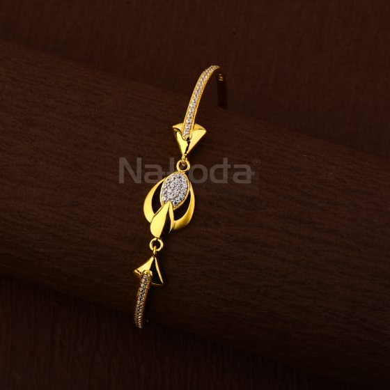 750 Gold CZ Ladies Classic Kada Bracelet LKB200