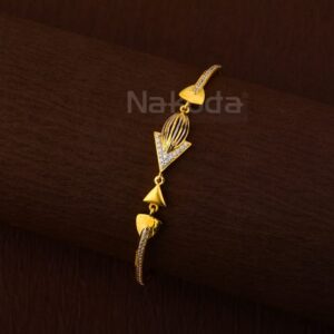750 Gold CZ Ladies Kada Bracelet LKB199