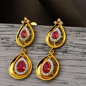 916 Gold CZ Hallmark Ladies Classic Jummar Earrings LJE514