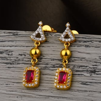 916 Gold CZ Ladies Designer Jummar Earrings LJE507