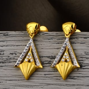 916 Gold CZ Ladies Jummar Earrings LJE505