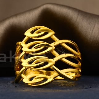 916 Gold CZ Designer Ladies Plain Ring LPR581 - Image 2