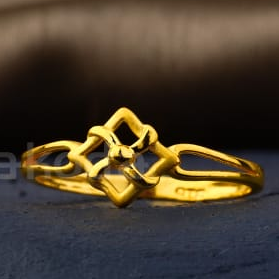 916 Gold CZ Ladies Classic Plain Ring LPR580 - Image 2