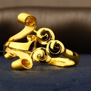 916 Gold Hallmark Stylish Ladies Plain Ring LPR514 - Image 2