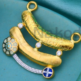 916 Gold CZ Hallmark Ladies Classic Mangalsutra Pendant MP715 - Image 2