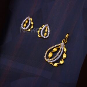 22KT Gold CZ Hallmark Delicate Ladies Fancy Pendant Set FPS546