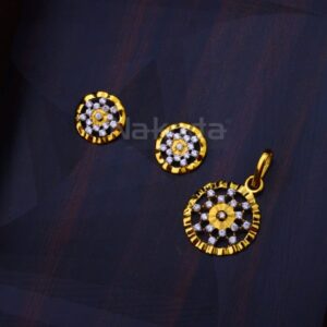 22kt gold cz ladies fancy pendant set fps537